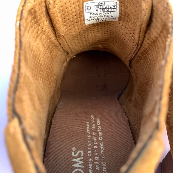 TOMS lantana light brown camel bootie suede boots size 8 ankle heels tie front - Picture 3 of 8